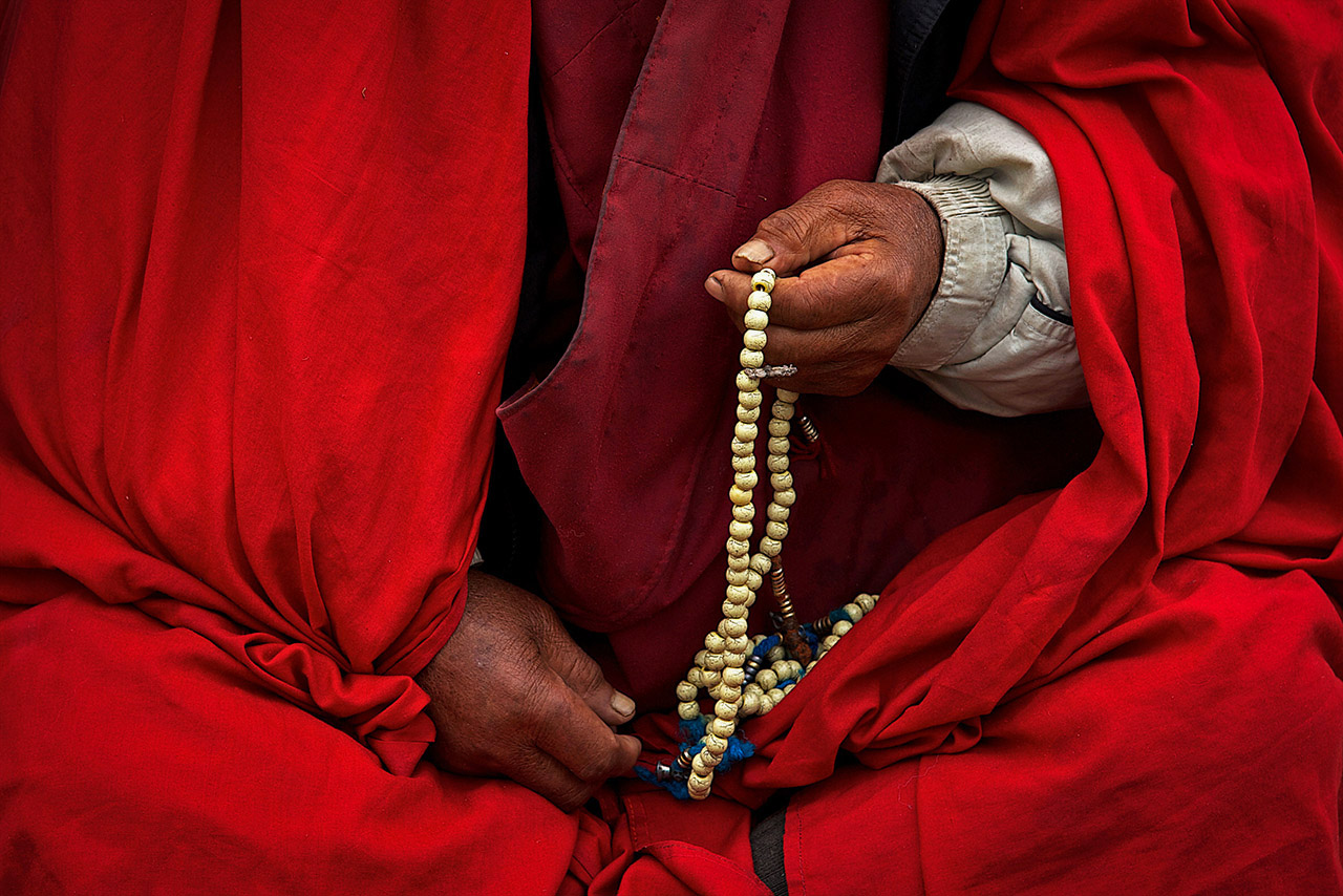Buddhist hands and prayer beads / malas, Buthan ©2017