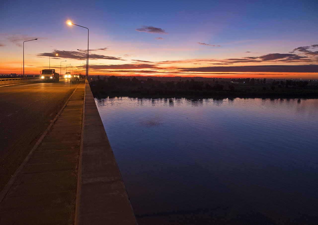 Sunrise over the Tonle Bassac River, Phnom Penh, Cambodia, ©2017